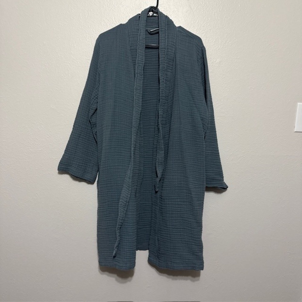 Parachute Cloud Cotton Robe Slate Blue Gauze Loungewear Unisex Large L